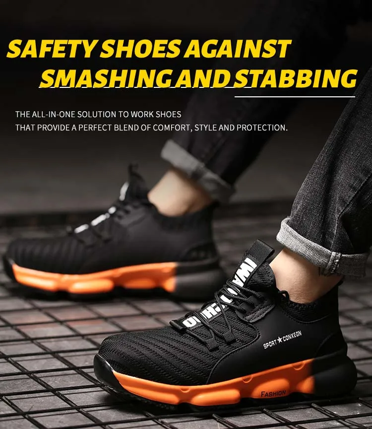 2023 Comfortable Breathable Work Security Boots Zapatos Lightweight Steel Toe Cap Protective Sneakers Sport Safety Shoes For Men