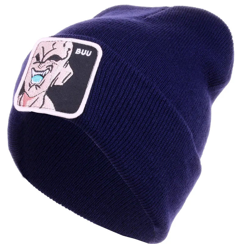 D navy CRUOXIBB Fashion Dragon Ball Winter Beanie Hat for Men Women Solid Hip-hop Casual Cuffed Beanies Bonnet Warm Knitted Hat - Цвет: D navy