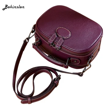 

Bokinslon Retro Large Capacity Women Fashion Bag Wild Split Leather Handbag Shoulder Bag Female Messenger Bag