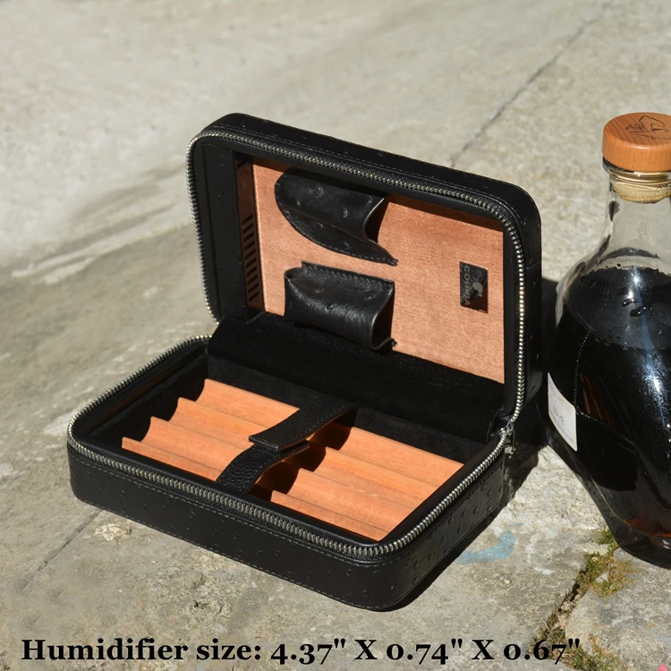 Дизайн, черный страусиный кожаный чехол для сигар, подходит для COHIBA Cuba Habanos 4 сигары Max 57 кольцо для сигарет