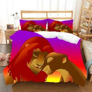 

Lion Bedding Set Cartoon Kids Home Bed Linen Set Single Double Full Queen King Size Bedspread for Teens Boys Custom Dropshipping