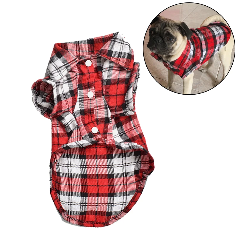 

Fashion French Bulldog Pug Shirts Summer Classic Plaid Pet Dog Clothes for Small Dogs Puppy Vest t-Shirt for Dogs Pets Clothing