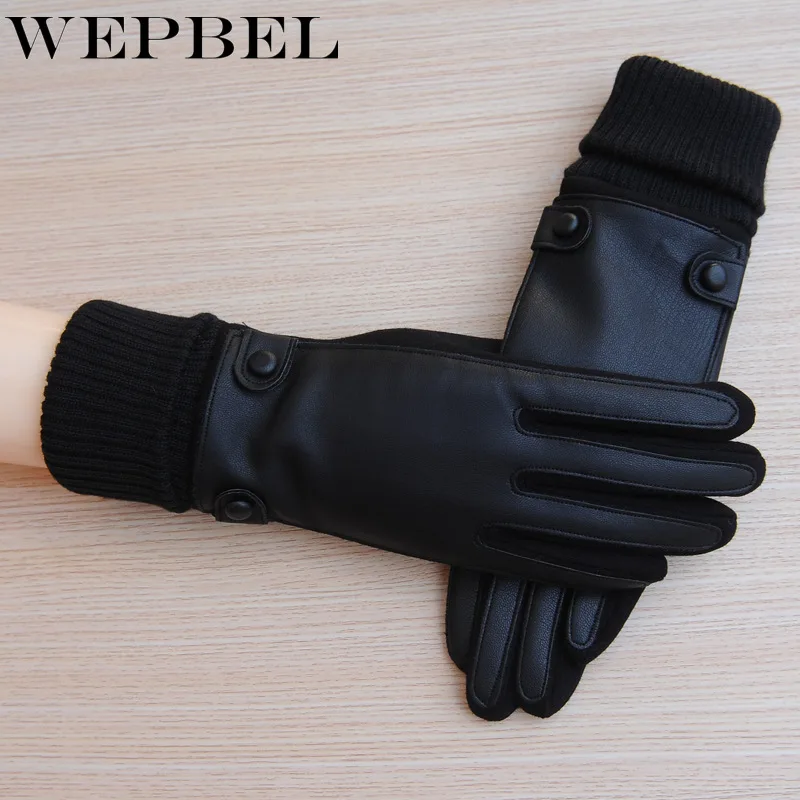 WEPBEL женские осенне-зимние теплые модные однотонные перчатки с сенсорным экраном из искусственной кожи перчатки для вождения