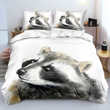 

White Raccoon Duvet Cover Set Single Quilt Cover Pillowcases Close Skin Bedding Set Double Queen King Size Bed Linen for Home