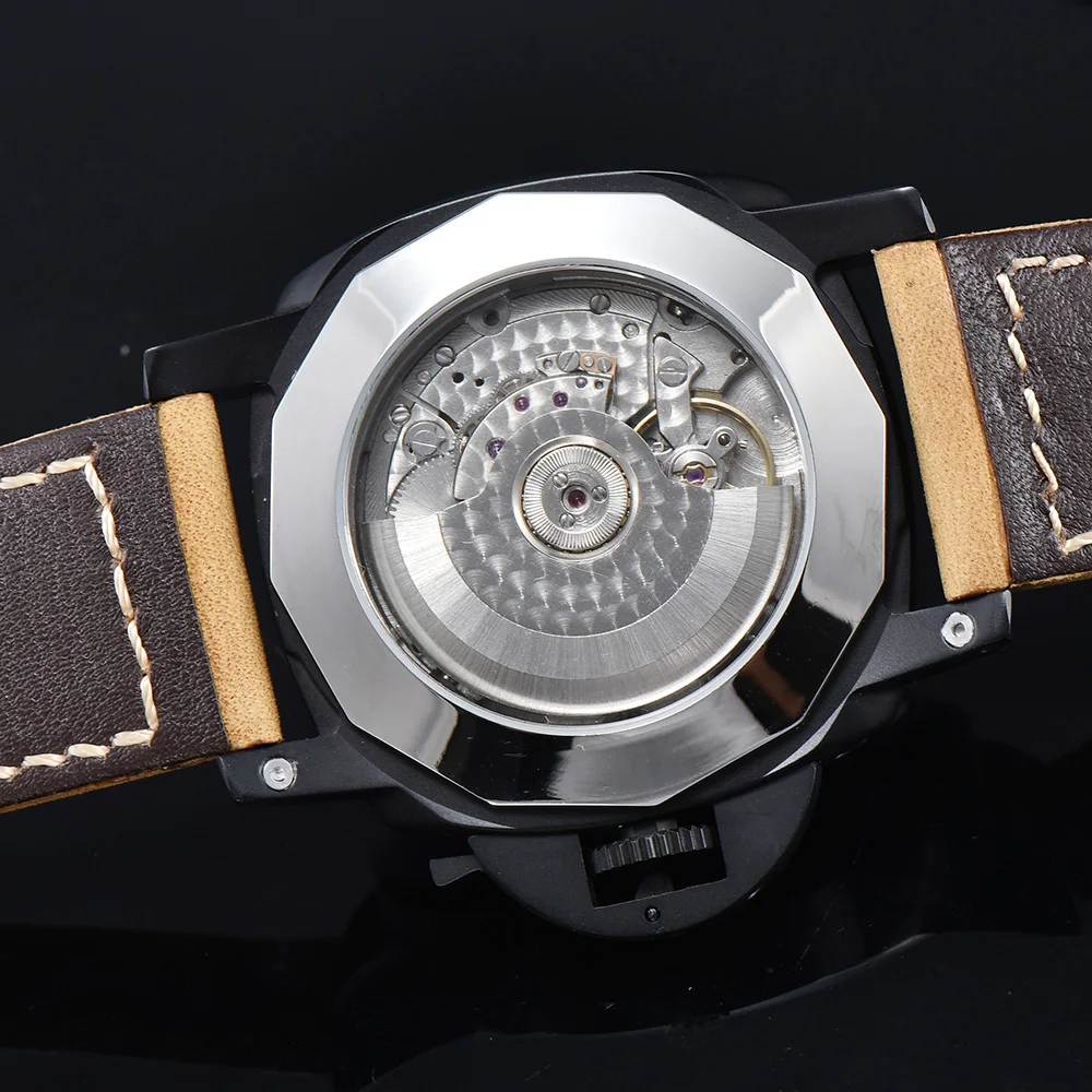 parnis luxury brand automatic mechanical watch for the Men's waches men movement power reserve 44MM PAENIS PVD aaa