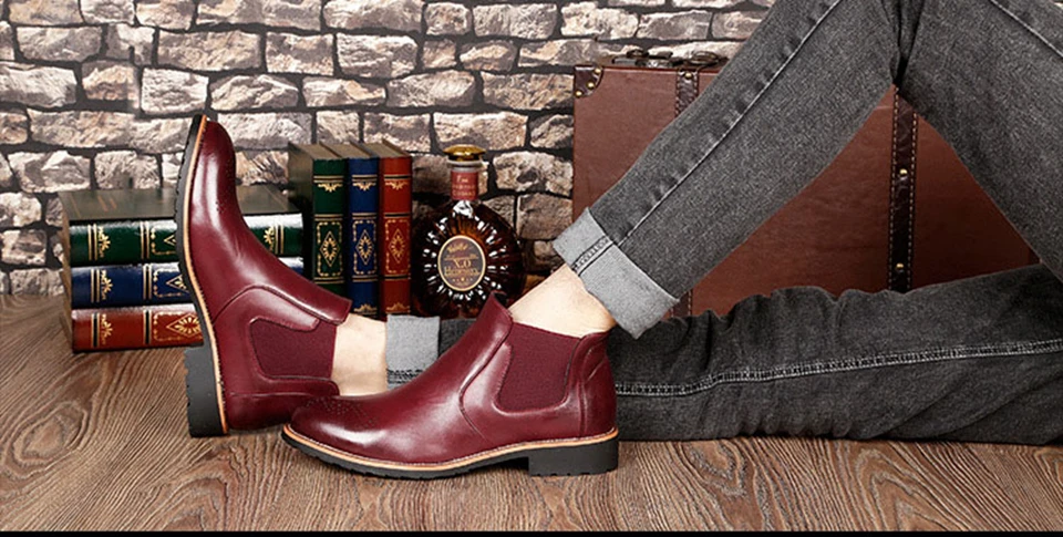 New Arrival Luxury Brand Man Comfortable Shoes Male Genuine Leather Men's Cowboy Western Martin Chelsea Ankle Boots Shoes25