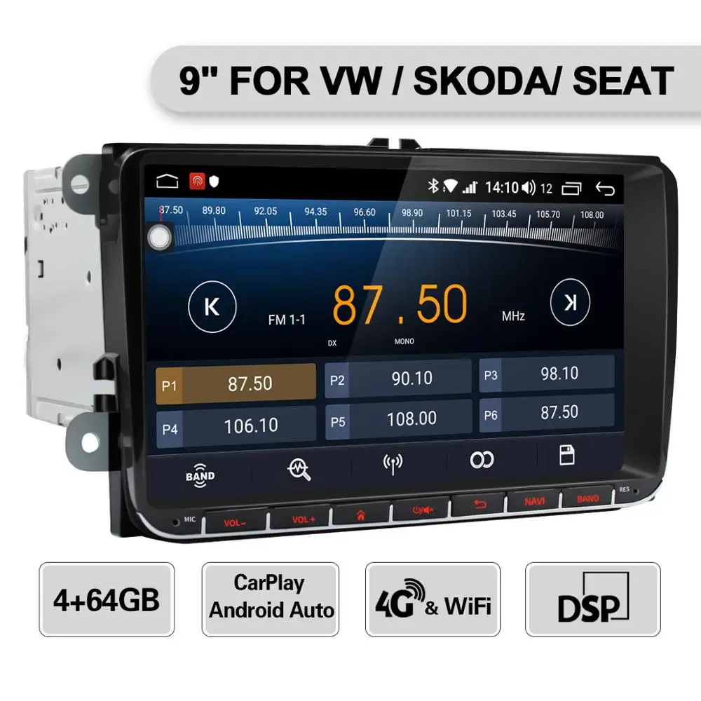 Android 8,1 Автомагнитола для VW/Volkswagen/Golf 5/6 Polo/Tiguan/Passat/b7/leon/Skoda/Octavia автомобильный dvd-плеер gps стерео с Carplay
