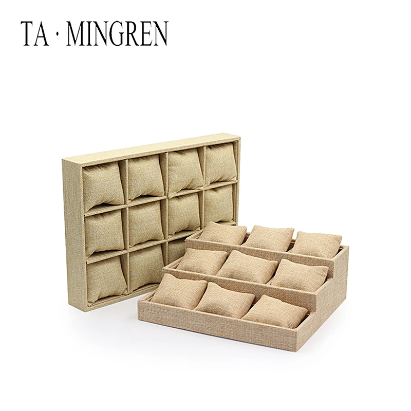 

High Quality Decorative Linen PIllow Cushion Jewelry Display Tray Stackable Jewelry Display Tray Wholesale
