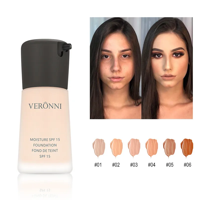 VERONNI Natural Waterproof Foundation High Quality Beauty Face Makeup Cosmetics Liquid Professional Makeup Concealer 4
