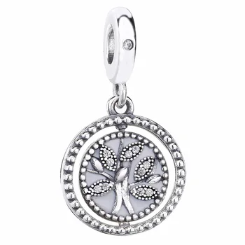 

New 925 Sterling Silver Charm Spinning Tree Of Life With Crystal Pendant Beads Fit Bracelet Bangle Diy Jewelry
