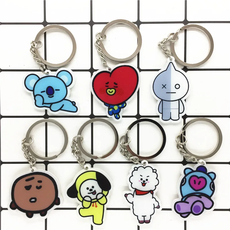 KPOP BT21 акриловый кулон брелок bangtan мальчики мультфильм кукла украшения