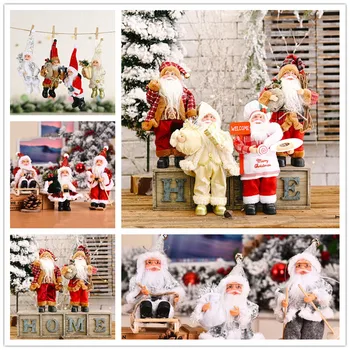 

New Christmas Sled Santa Doll Christmas Decorations for Home Noel New Year 2021 Cristmas Ornaments Kids Xmas Gifts Navidad Natal