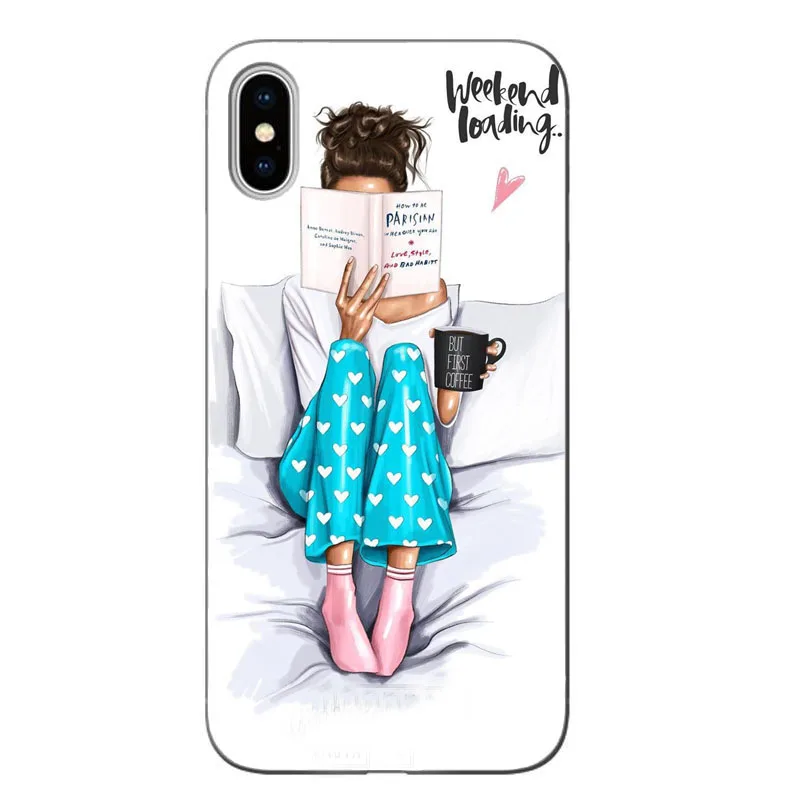 Модный черный коричневый Чехол для девочки кофейного цвета для IPhone X 11 XS MAX XR 8 7 6 6s Plus 11PRO MAX Женский жесткий чехол для ПК - Цвет: Серый