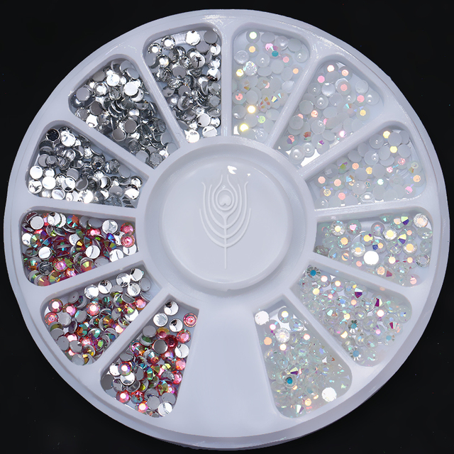 Gold Geometry Rivet Alloy Nail Studs Chameleon Stone Nail Rhinestone Small Irregular Beads 3D Nail Art Decoration In Wheel