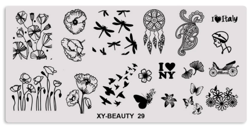 XY-BE 29 1 шт. из нержавеющей стали для ногтей штамп штамповка изображения пластины русские буквы Маникюр изображения пластины DIY ногтей Живопись 32 стиля - Цвет: XY-BE 29
