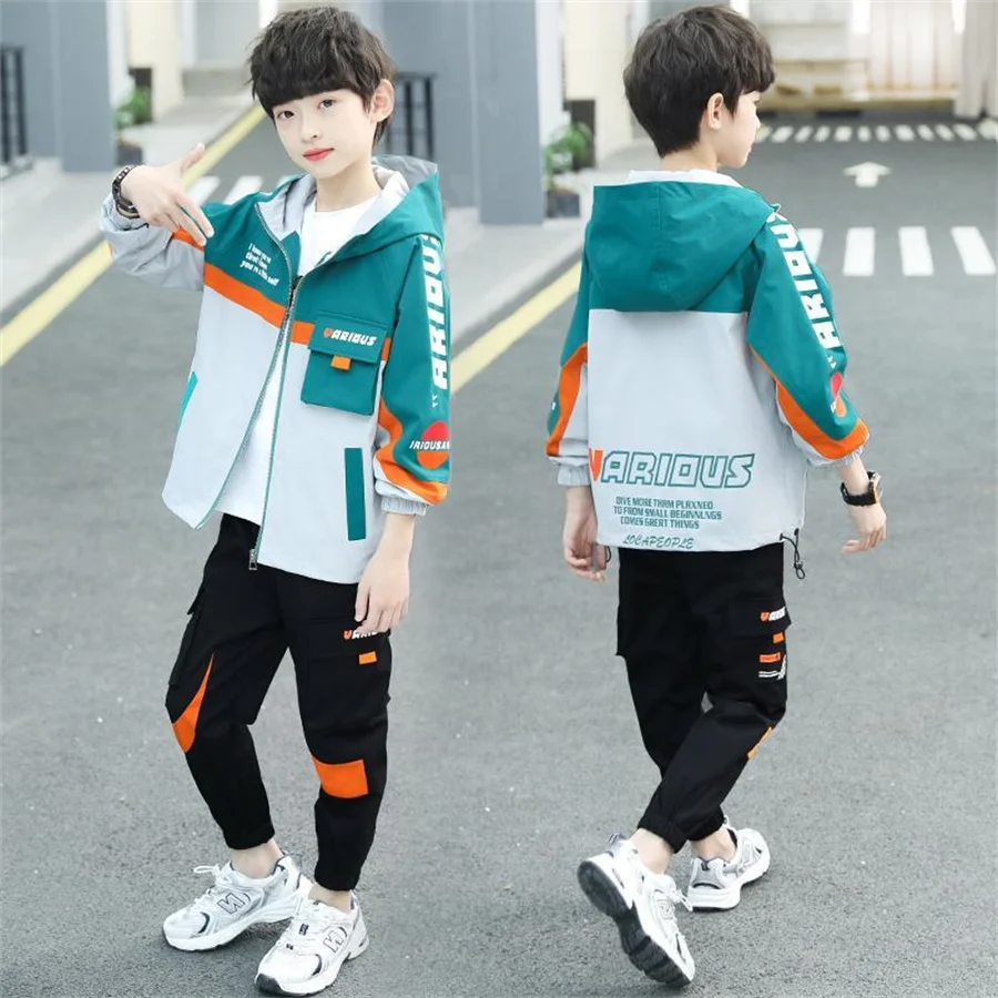 

Cool Spring Autumn Baby Boys Set Kids Jacket +Pants Sport Tracksuit Teenage Children Clothing Suit High Quality