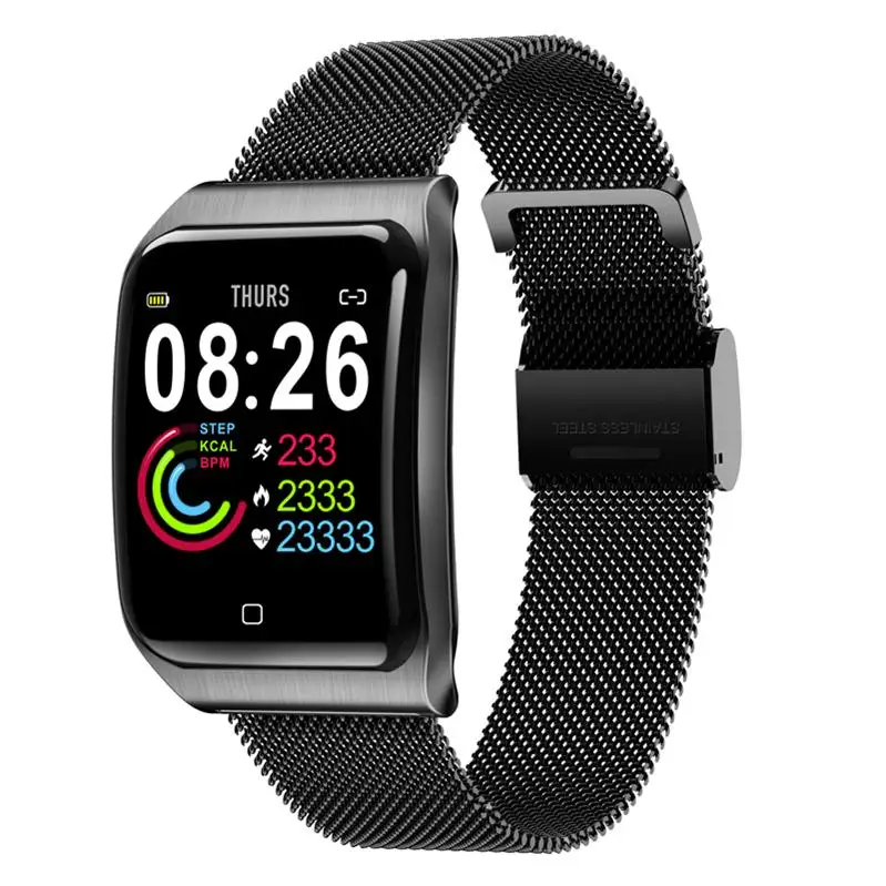 black 696 F9 Модные Смарт-часы IP68 Водонепроницаемый чехол из сплава с ремешком и монитором сердечного ритма и артериального давления женские наручные часы для iOS Android - Цвет: black