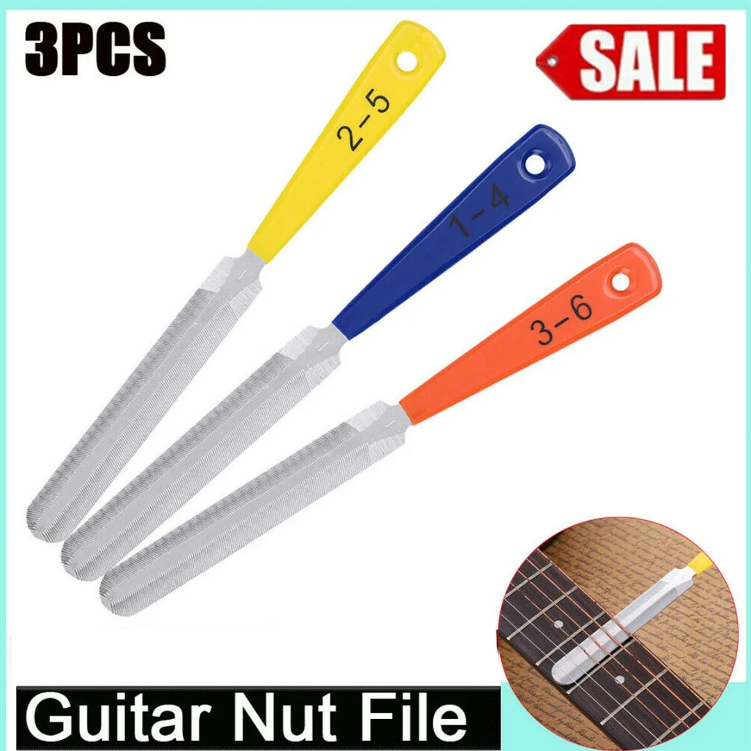 

3Pcs Guitar Double Sided Nut Files For Most Guitar Bass Ukulele Musical Instrument Fret Crowning Slot Filing Luthier Repair Tool