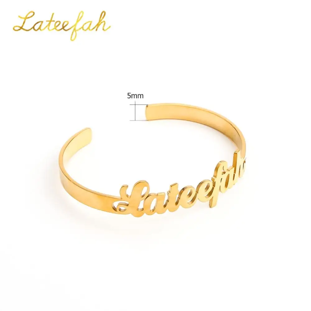 

Customize Nameplate Name Bracelet Personalize Custom Cuff Bangles For Women Men Stainless Steel Jewelry Adjustable Bijoux