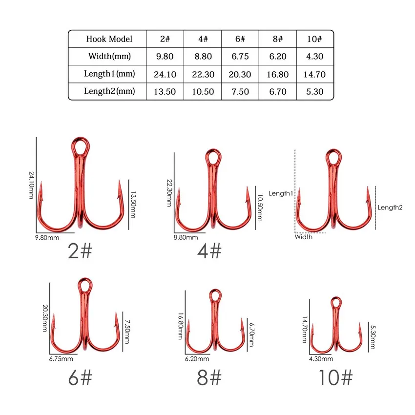 10 шт./кор. бронзовых морских рыболовных крючков высокое Сталь углерода Материал тройной рыболовный крючок полукруглый морской окунь красный 2#-10# снасти для рыбалки