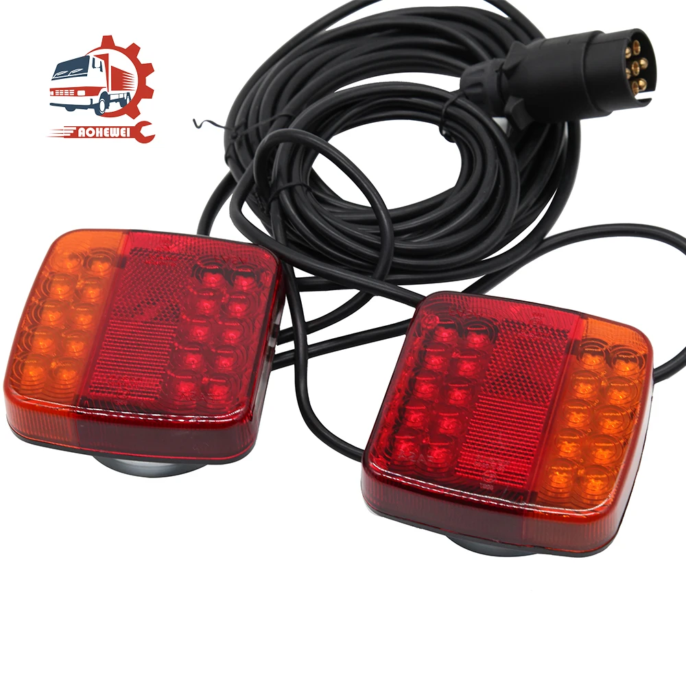 AOHEWEI Magnetic 20 LED Trailer Tail Light Kit 7.5m Cable Truck Lamp with 7 Pin Plug Adapter for Lorry Caravan Rear Brake Signal