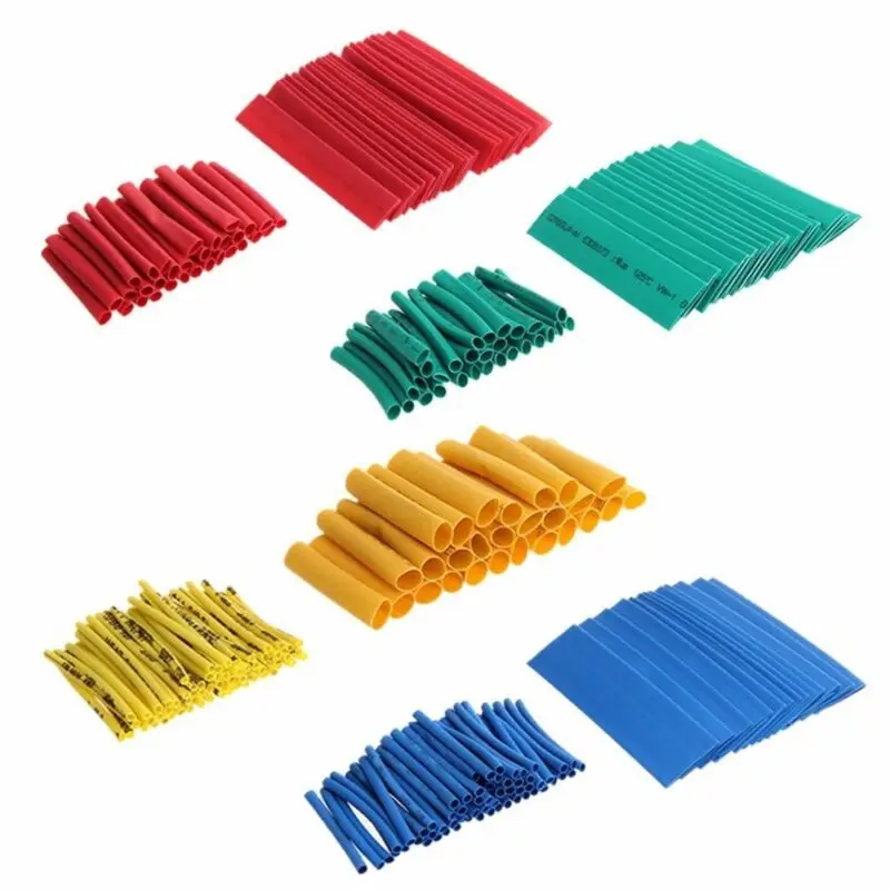 

260Pcs/set Sleeving Wrap Wire Car Electrical Shrinkable Cable Tube kits Heat Shrink Tube Tubing Polyolefin 8 Sizes Mixed Color