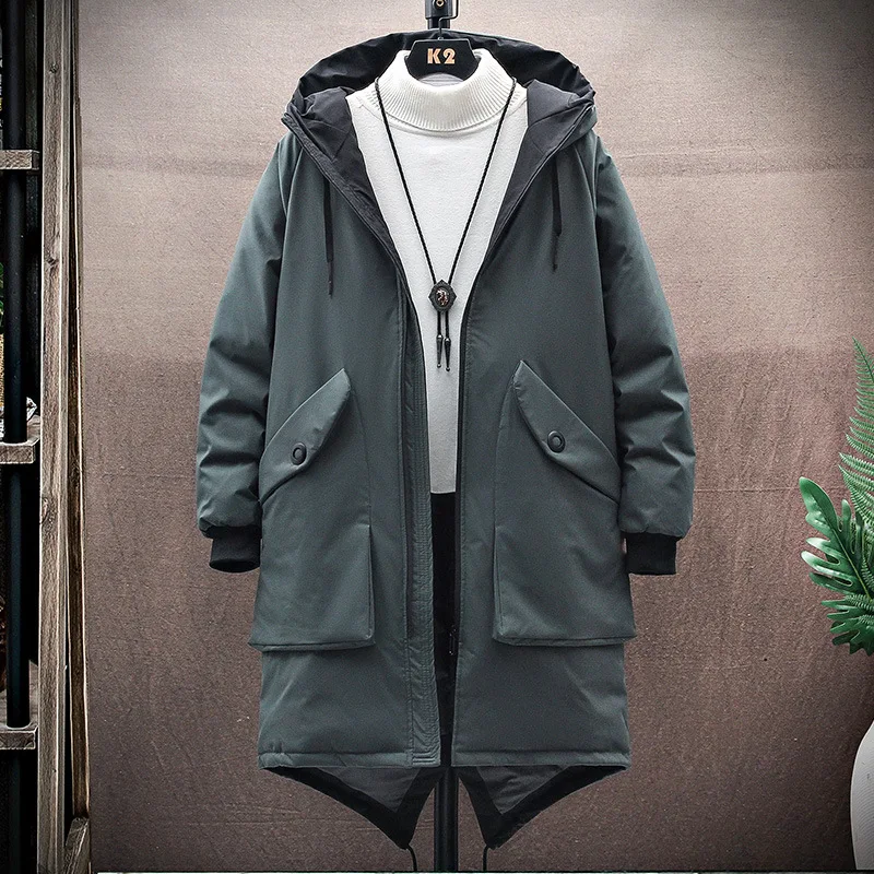 2022 Winter Male Jacket  Long Man Jacket Coat Warm Kpop Parka Overcoat White Duck Men's Down Jacket Puffer Outwear