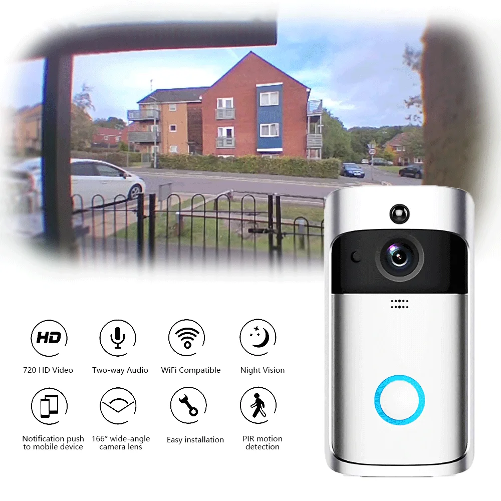 WIFI Camera Doorbell 2 batteries Smart IP Camera Motion Detection Night Vision Two-way Audio Home Security Camera Doorbell D001