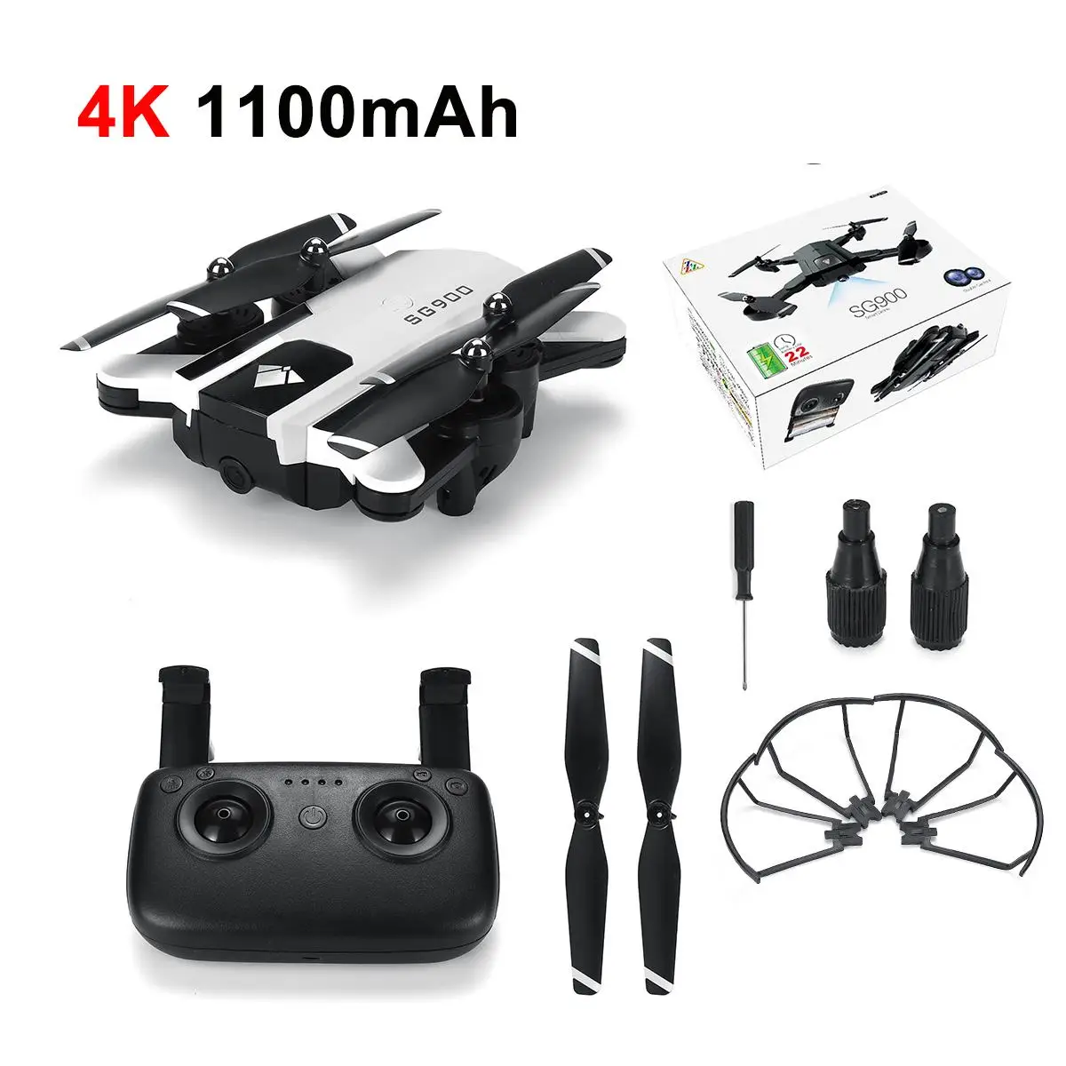 SG900 складной Дрон Профессиональный с двойной камерой Дрон 4K селфи WiFi FPV широкоугольный оптический поток RC Квадрокоптер Вертолет игрушка - Цвет: white 1100mAh box