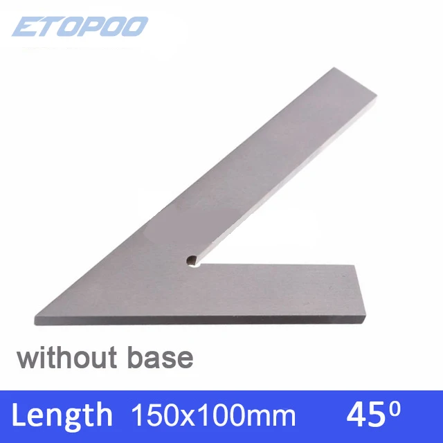 Precision Steel Industrial Try Square with Wide Base - 45-Degree Angle