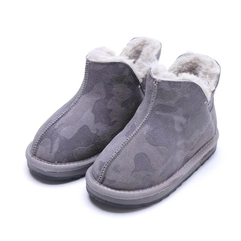 New Winter Kids Snow Boots Baby Girls Fur Warm Boots Boys Black Brand Shoes Children Ankle Boots Fashion Soft Boots Slip On Boot - Цвет: Серый