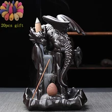 Светодиодный керамический обратный поток+ 20 шт. конусов для благовоний водопад дымовая Курильница держатель домашний офис Чайный домик медитация Декор