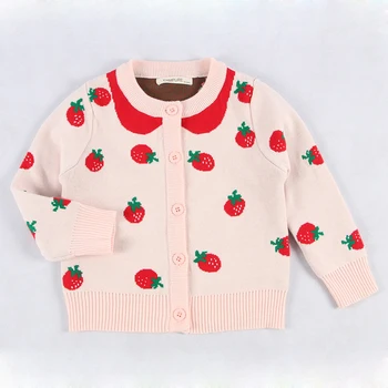 

2020 New Baby Boys Girls Strawberry Printing Cardigan Coat Children Clothing Boys Girls Long Sleeve Knitted Kids Cardigan Coat