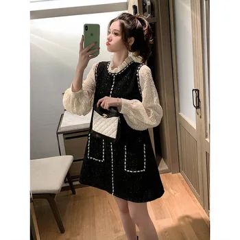

Light Luxury Socialite Wind Splicing Chiffon Dress Women's Middle School Long Money Small Xiang A Word Skirt Season Outfit 2019