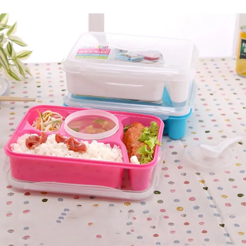 BPA Бесплатный Ланч-бокс для детей с отсеком Microwavable мультфильм Bento коробка Герметичный пищевой контейнер ланчбокс для пикника