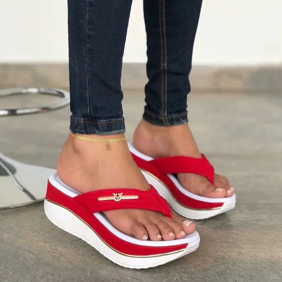 Women Summer Fashion Flip Flops Outdoor Casual Platform Sandals Ladies Plus Size Wedges Beach Slippers women slippers platform high heels sandals platform sandals