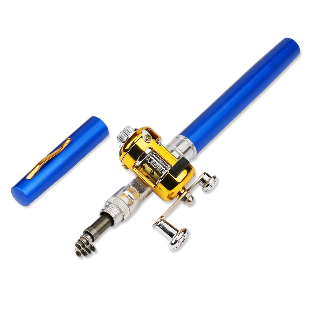 Portable Telescopic Pen Fishing Rod Set Mini Folded Pen Shape Fishing Rods Kit with Reel Wheel Reel Pesca Accessories