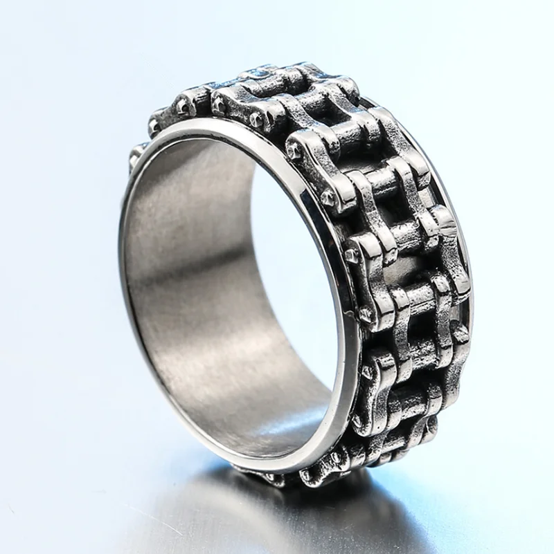 Fashion Personality Creative Motorcycle Chain Shape Ring Punk Rock Jewelry for Men | Украшения и аксессуары