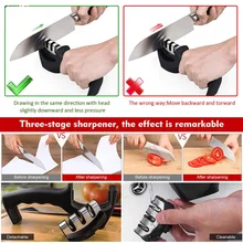 Knife Sharpener 3 Stages Professional Kitchen Sharpening Stone Grinder knives Whetstone Tungsten Diamond Ceramic Sharpener Tool diamond drill bit sharpener kitchen knife whetstone stainless steel kitchen knives set professional knife edge sharpener