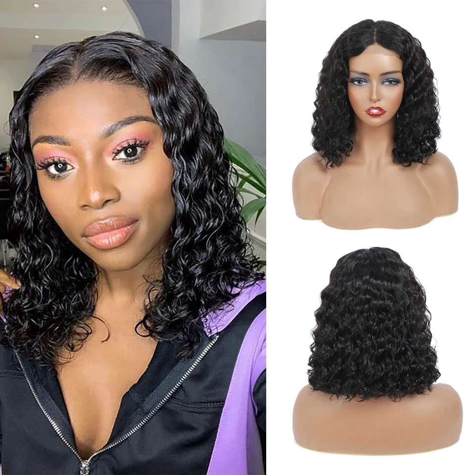 8 Inch-14 Inch Bob Lace 4×4 Closure Wigs for Black Women Deep Wave 180% Density with Baby Hair Short Lace Front Wig