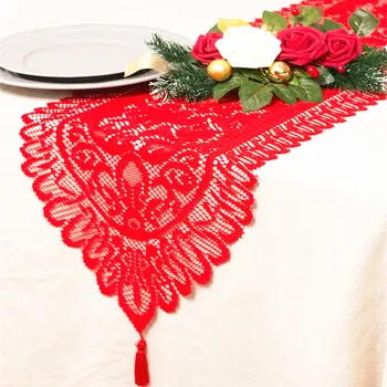 

1pcs Christmas Table Runner Lace Table Runner Christmas Flower Lace Table Cover For Home Kitchen Tablecloth Wedding Party Supply