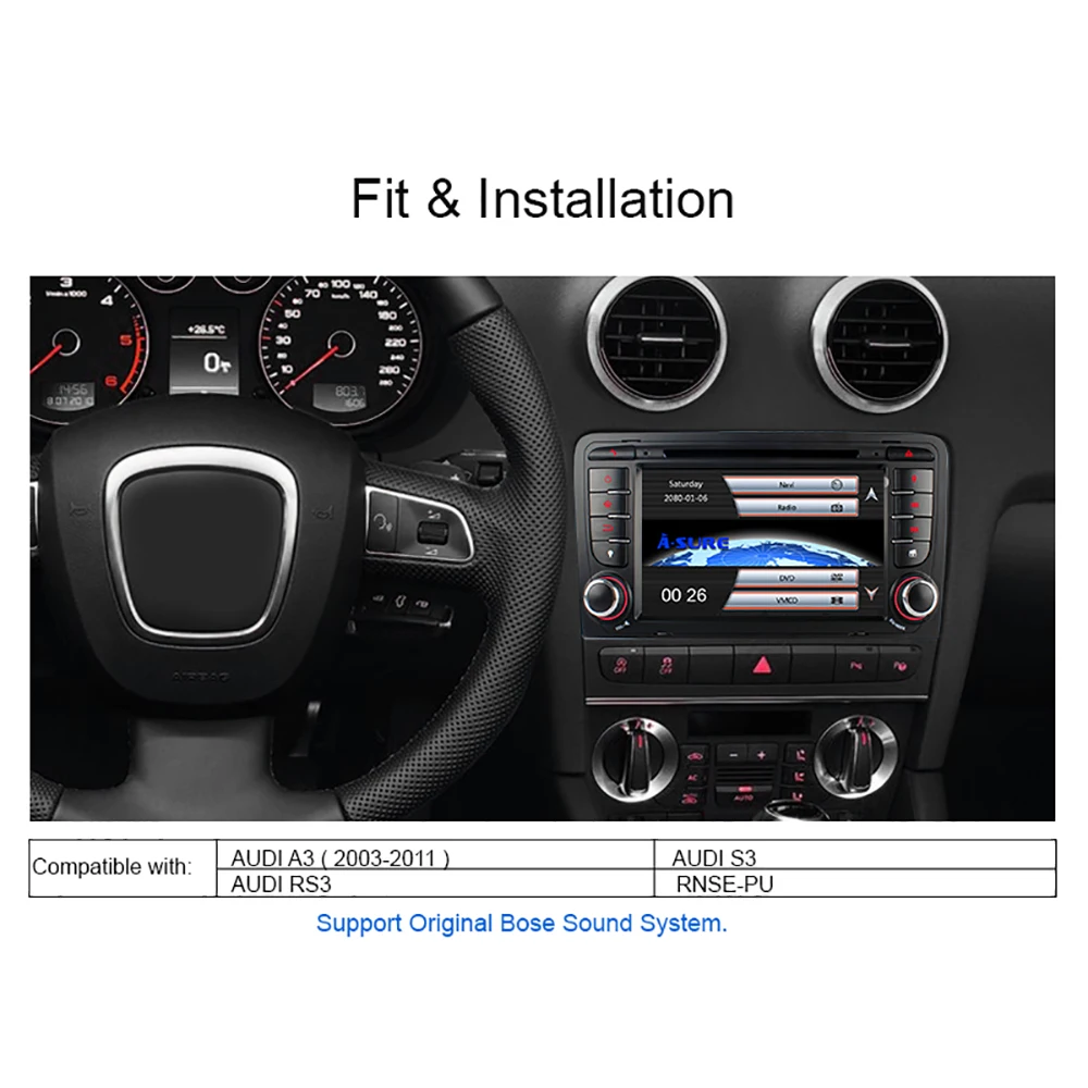 Cheap A-Sure 7 Inch 2 Din Cortex A9 Update Car Auto Radio Stereo GPS Navigation For AUDI A3 S3 RS3 8V 8PA DAB+ 3G Bluetooth CD DVR DTV 2