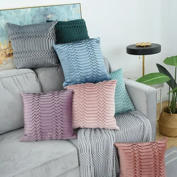 

Cilected Chenille Fabric Cushion Cover Soft Solid Decorative Square Throw Pillow Covers Embossing Pillowcase For Couch Decor