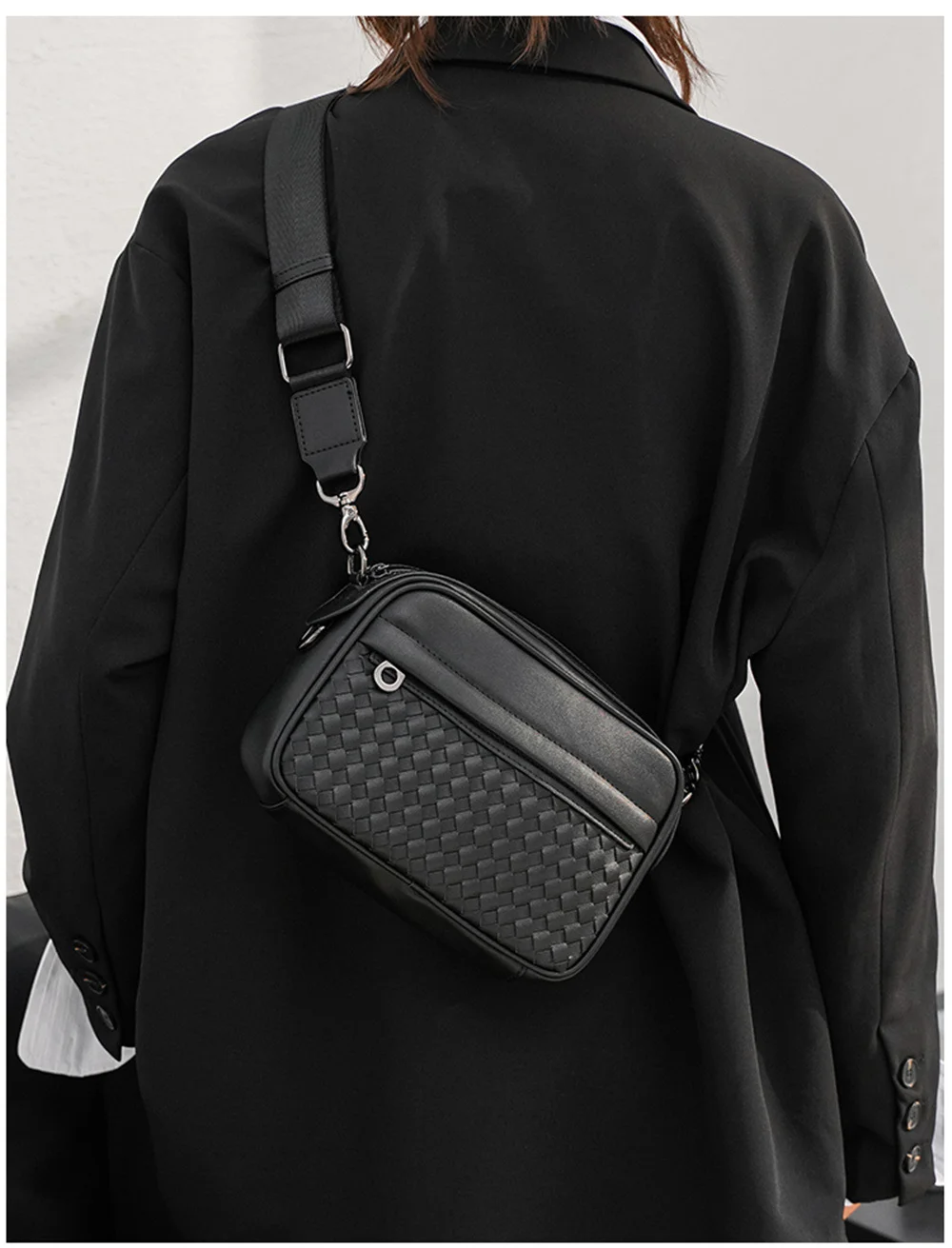 Fashion Weave Leather Shoulder Bag Men Crossbody Bags Luxury Design Cross Body Messenger Bag Male Shoulder Bag Bandolera Hombre