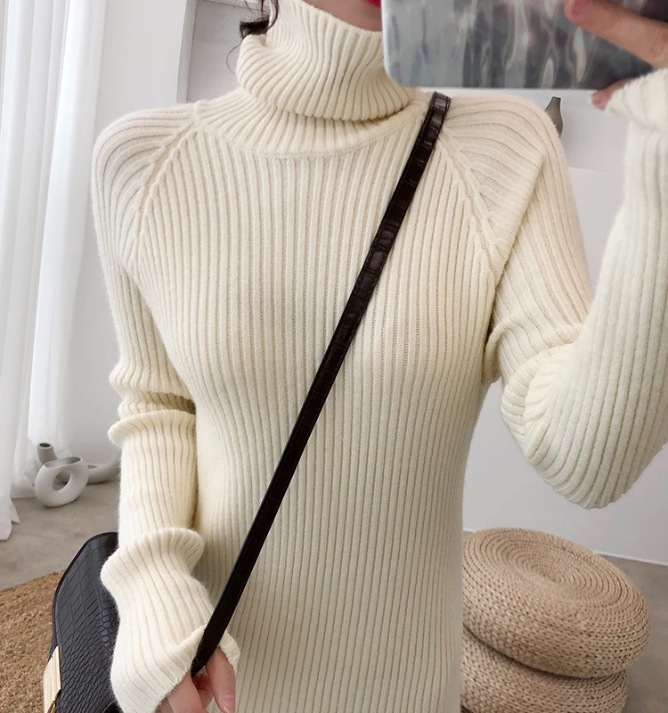 

Women Autumn Winter Sweater Knitted Dresses Slim Elastic Turtleneck Long Sleeve Sexy Lady Bodycon Robe long Sweater Vestidos