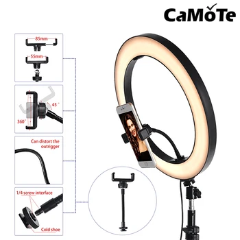 

Beauty Makeup Ring Light 8-10inch for YouTube Video Tutorial, Selfie, Portraitand Live Streaming ,led beads camera phone stand