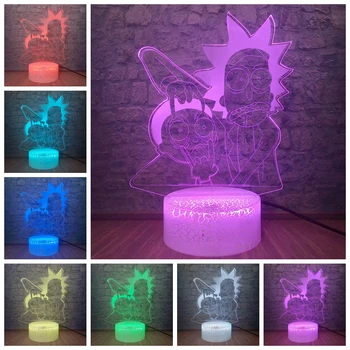 

Hot Anime Figure Rick&Morty 3D LED Night Light 7 Color Changing Table Desk Lamp Baby Room Decor Funny Birthday New Year Kid Gift
