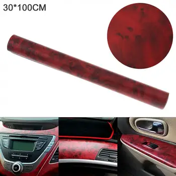 

30 x 100cm PVC Matte Red Wood Pattern Automobile Repacking Sticker Fit for Car / Electronic Product / Motorcycle / Home