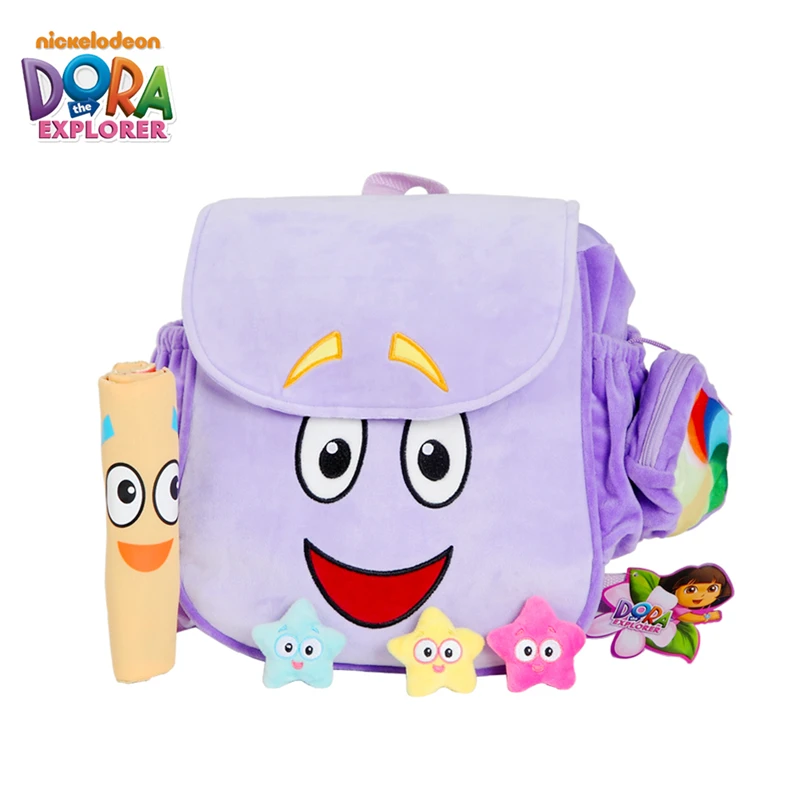 Purple Dora Explorer Nylon Backpack Preschool Bag W Map Plush Doll Kid Xmas Gift Tv Movie Character Toys