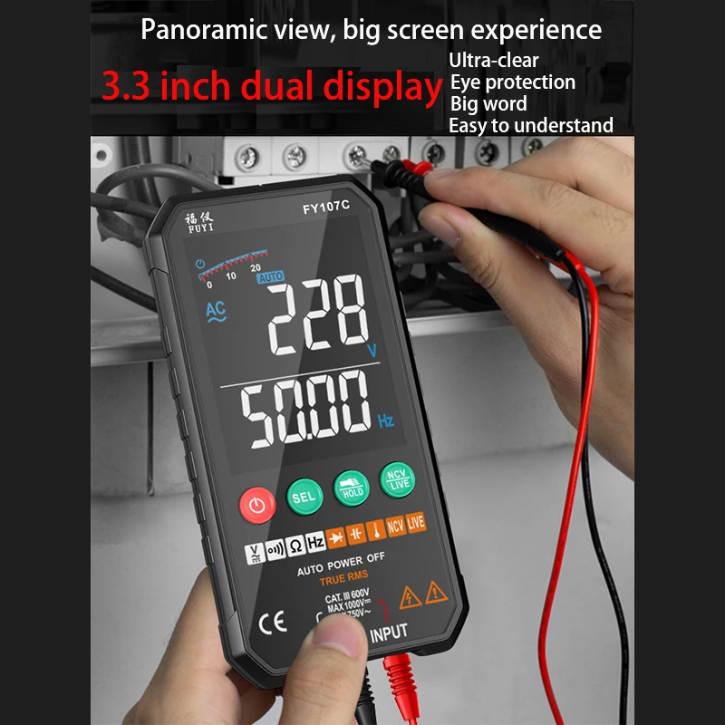 Digital Multimeter Smart Tester DC NCV Auto Range Transistor Temperature Voltage Professional Analog Multimeter Electrician Tool